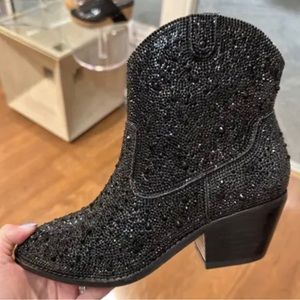 Hey Girl by Corkys Black Rhinestone Booties size 9